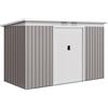 Outsunny Casetta da Giardino 3.2m² in Acciaio Zincato con Kit Fondazione, Prese d'Aria, Capanno Porta Attrezzi con Tetto Inclinato, Doppia Porta Scorrevole Bloccabile, Grigio Chiaro