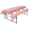 Brandsseller Set Birreria 3 Pezzi - 2 Cuscini Imbottiti per Panche 220x25 cm e 1 Tovaglia 240x90 cm - Ideale per Sagre, Giardino, Feste all'Aperto - Rosso a Quadri