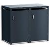Metzler box pattumiere design antracite 2x240L, acciaio massiccio verniciato, struttura solida e chiudibile