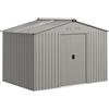 Outsunny Casetta da Giardino 4.9m² in Acciaio Zincato Grigio Argento | Capanno da Giardino, Kit Fondazione, Prese d'Aria, Tetto Inclinato, Doppia Porta Scorrevole Bloccabile Guanti, Porta Attrezzi