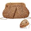 Elyebxj Paglia da Donna Color Kaki, Borsa a Tracolla in Rafia, Borsa a Tracolla da Spiaggia in Paglia, Intrecciata, per la Festa Nuziale, Spiaggia Estiva