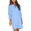 Generico Copricostume Donna Mare Sexy Camicia in Cotone Camicione Estiva Abiti Lunghi Copribikini Vestiti Mare Corti Spiaggia Camicetta Costume da Bagno Bikini Cover Up Bluse per Spiaggia#5i19