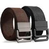 SANSTHS Cintura da lavoro da uomo regolabile in modo continuo, robusta cintura in tessuto senza fori, con anello a D, veloce da 105 - 150 cm, per pantaloni da lavoro, uso quotidiano all'aperto, F-nero