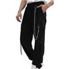 FDKLOOK Pantaloni cargo da uomo Techwear Streetwear Gothic Punk Pantaloni Baggy Elastico in vita con coulisse Pantaloni cargo con catena, Nero , L