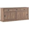 Arreditaly Credenza Soggiorno 3 Cassetti 2 Ante Scorrevoli 4 Ripiani Interni Mobile Buffet Madia Dispensa Cucina Zona Living Design Classico Moderno 220 x 50 x 95 Cm (Noce)