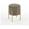 INTRECCI Pouf Tondo in Velluto con Gambe Oro | Design Moderno ed Elegante | Colore: Tortora