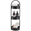 BM Scaffale Bagno a 3 Livelli, Organizer Salvaspazio in Metallo con Manico, Portaoggetti da Terra Verticale per Doccia, Cucina e Camera da Letto, 24,5 x 22,5 x 73 cm, Nero (Rotondo)
