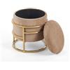 INTRECCI Pouf Contenitore in Velluto con Gambe Cromate Oro | Design Moderno ed Elegante | Colore: Tortora