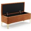 INTRECCI Panca Contenitore in Velluto con Gambe Oro | Capacità 55L | Design Moderno ed Elegante | Colore: Ruggine