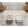 MUTICOR Letto 120 x 200 cm in Metallo con Contenitore - Struttura Letto Robusta, Rete a Doghe, Senza Rumori, Facile Montaggio, Bianco