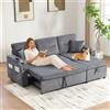 Lubvtti Divano angolare moderno a L,Include portabicchieri e porta USB,Divano modulare a 3 posti,Con chaise longue,Divano letto multifunzionale,Con spazio di archiviazione,Grigio antracite,Velluto a Coste