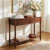 PADMA HOUSE Tavolo consolle con 2 cassetti, piccolo tavolino da divano con ripiani, tavolo da ingresso per soggiorno, ufficio, 90 x 35 x 76,5 cm (marrone)