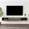 Pmnianhua Mobile TV sospeso, mensola TV galleggiante, supporto per TV galleggiante fissato al muro centro di console multimediale di intrattenimento grande armadio per ufficio a casa (grigio scuro)