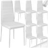tectake® Set 8 Sedie Sala da Pranzo in Pelle Sintetica, Sedie da Cucina Eleganti e Comode, Sedie Sala da Pranzo Moderne Stabili e Robuste, Sedie da Pranzo Versatili - Bianco