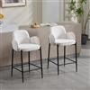 DAYALANE Set di 2 Sgabelli da Bar Moderni Sgabelli Cucina in Ciniglia con Braccioli Sgabelli Alti Imbottiti con Gambe in Metallo Sedie da Bar per Penisola Cucina, Bianco