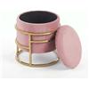 INTRECCI Pouf Contenitore in Velluto con Gambe Cromate Oro | Design Moderno ed Elegante | Colore: Rosa
