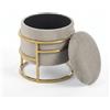 INTRECCI Pouf Contenitore in Velluto con Gambe Cromate Oro | Design Moderno ed Elegante | Colore: Beige