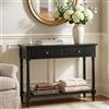 PADMA HOUSE Tavolo consolle con 2 cassetti, piccolo divano con ripiani, tavolo d'ingresso per soggiorno, ufficio, 90 x 35 x 76,5 cm (nero)