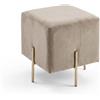INTRECCI Pouf Quadrato in Velluto con Gambe Oro | Design Moderno ed Elegante | Colore: Tortora