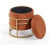 INTRECCI Pouf Contenitore in Velluto con Gambe Cromate Oro | Design Moderno ed Elegante | Colore: Ruggine