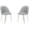 Liberoshopping Sedia poltroncina sala da pranzo o ufficio vintage in velluto con gambe in metallo SET DA 2 Pezzi (Gambe Oro, Grigio Chiaro Trapuntata)