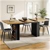 SACOOL Tavolo da pranzo telescopico (120 - 160 x 80 cm), tavolo con ripiani, tavolo da cucina, tavolo allungabile, con l'aiuto di pannelli interni estraibile, per cucina e soggiorno, colore legno