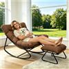 BQSWYD Sedia a Dondolo Esterno con Pouf, Poltrona Salotto Sedia a Dondolo Imbottita, Poltrona Relax Ergonomica, Poltrona a Dondolo per Salotto Terrazza Balcone Camera,Portata 150 kg (marrone)