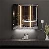 Ztexkee Specchio Bagno Contenitore con illuminazione e Antiappannamento 70x71x16cm Armadietto Bagno a Parete con Presa (2*AC + 3*USB), 2 scomparti portaoggetti e una lente di ingrandimento 10x