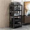 LIMENQIN Mobile Stereo Hi Fi, Supporto Multimediale AV con Piedini Regolabili, Rack per Componenti Audio-Video, Telaio in Acciaio Rinforzato, Facile da Montare(Black,5 Tier C)