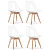 NMK HOME Sedie Cucina Plastica Set da 4 - Trasparente Sedie Sala da Pranzo Moderne - Gambe di Sedia in Legno di Faggio - Pellame Sintetico Vellutato
