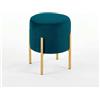 INTRECCI Pouf Tondo in Velluto con Gambe Oro | Design Moderno ed Elegante | Colore: Petrolio