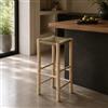 Generico Sgabello Alto Artigianale in Legno Naturale con Seduta in Corda Naturale, Stile Rustico, 30x30x75 cm 1006261402