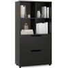 GIANTEX Libreria con 4 cubi e 2 cassetti, scaffale da libreria a piedi con kit antiribaltamento, mobile di stoccaggio autoportante per ufficio, soggiorno, ufficio casa (nero)