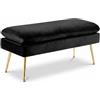 INTRECCI Panca Divanetto in Velluto con Gambe Cromate Oro | Design Moderno ed Elegante | Colore: Nero