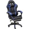 Baroni Home Sedia Gaming Ergonomica con Massaggiatore Lombare, Altezza Regolabile e Schienale Inclinabile, Sedia Ufficio con Comodo Poggiatesta e Poggiapiedi, in Soft Foam, Blu, 58x66x114-124 cm
