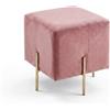 INTRECCI Pouf Quadrato in Velluto con Gambe Oro | Design Moderno ed Elegante | Colore: Rosa