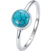 mantraroma Anello da donna in argento 925 con pietra preziosa turchese, semplice e moderno