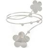 Avalaya Bracciale per parte superiore del braccio, colore argento, motivo fiore doppio, 27 cm, L