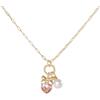 Disney Collana Fiocco Minnie da Donna, placcato in oro con Ciondolo in Cristallo Rosa e una Perla, in Ottone, 45 cm Regolabile, Collana Ufficiale