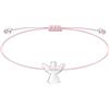 TIHNY Braccialetto Angelo Custode Rosa, Bracciale con Cordoncino Regolabile e Ciondolo Portafortuna, Regalo per Donna e Ragazza, Compleanno o Natale