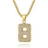 Musihy 60CM Collana con ciondolo a forma di numero 8 in scintillante zirconia cubica. in Acciaio Inossidabile per Uomo Oro