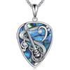 ONEFINITY Collana con plettro per chitarra, in argento sterling 925, abalone, conchiglia, musicale, ciondolo per chitarra, plettro, gioiello regalo per donne e uomini