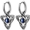 JewelryWe Orecchini a cerchio in acciaio inox Huggie con imitazione pietra di luna croce stella nodo celtico ciondolo pendenti orecchini gotici hip hop orecchini per uomo donna, klein, Resina