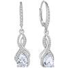 YL Orecchini a nodo in argento Sterling 925 con 12 pietre portafortuna, con zirconi, idea regalo per donna, mamma, fidanzata, Argento, Zirconia cubica