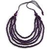 Avalaya Collana con perline in legno multifilo viola con cordoncino di cotone, lunghezza massima 90 cm, regolabile
