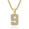 Musihy 60CM Collana con ciondolo a forma di numero 9 in scintillante zirconia cubica. in Acciaio Chirurgico per Uomo Oro