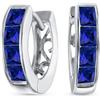 Bling Jewelry Piccolo Quadrato Taglio Principessa Simulazione Di Zaffiro Blu CZ Channel Set K-Pop Huggie Hoop Orecchini Per Donne Uomo Cubic Zirconia .925 Argento