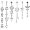 YAWYO 5 Piercing all'ombelico, Set di Piercing in Acciaio Inossidabile con Fiocco a Forma di Cuore, per Donne e Ragazze