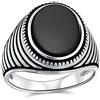 Bling Jewelry Retro scanalato striscia stile inciso banda nero onice quadrato Signet Ring per gli uomini pesante .925 argento sterling fatto a mano in Turchia