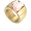 PAMTIER Anello con Gemma Multicolore Largo 10mm per Donne Anello a Fascia in Acciaio Inossidabile con Pietra Esagerata Champagne Placcato Oro Misura 22